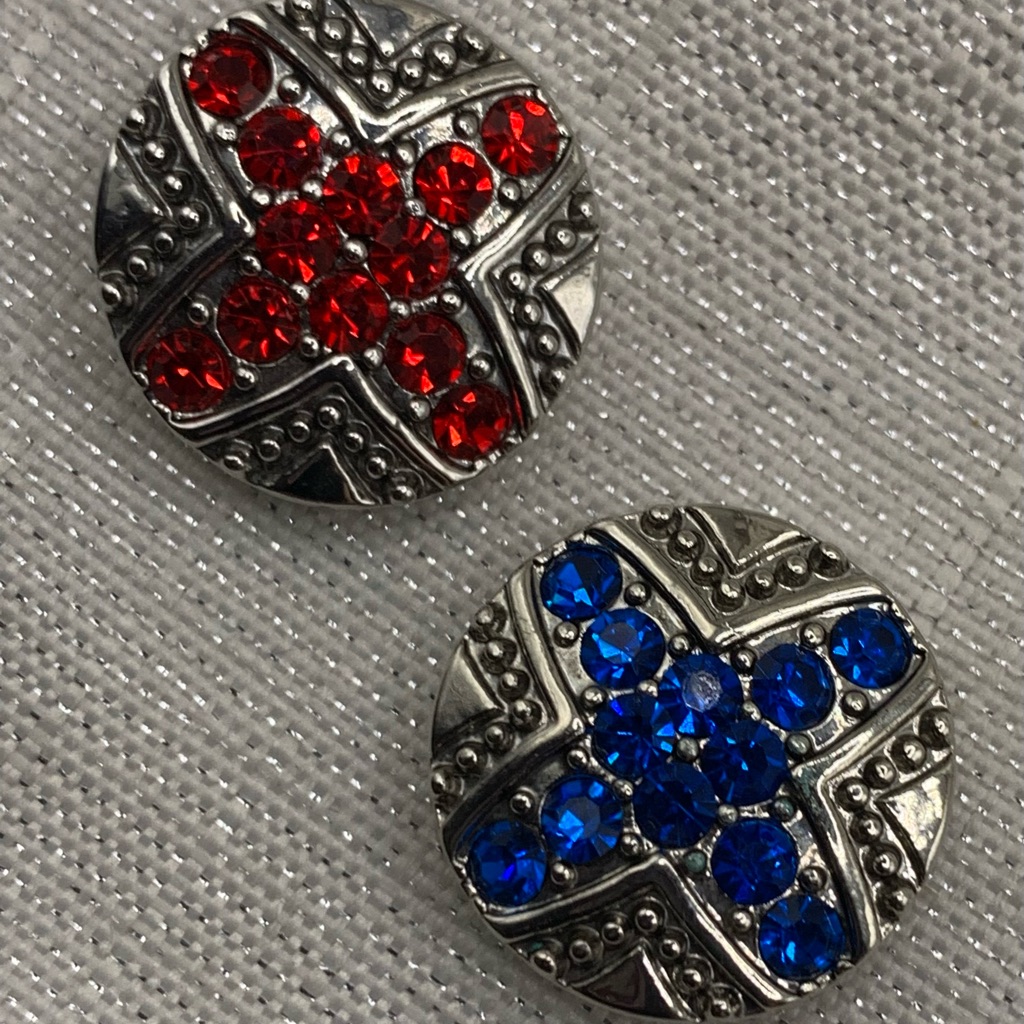Red And Blue  Ginger Snaps  Co Snap Button Charms  Set Of 2  18mm20mm